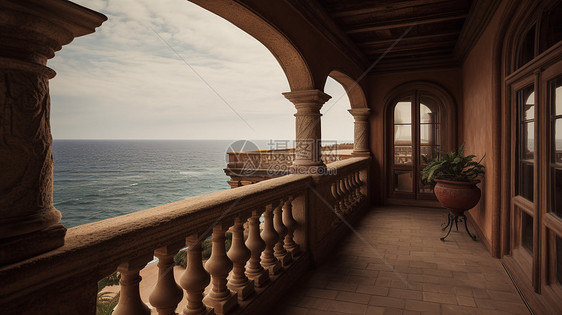 古典的海边欧式阳台图片