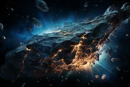 宇宙中的太空陨石图片