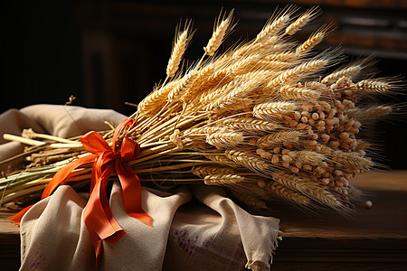 秋季丰收的麦穗图片