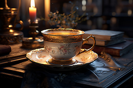 古典的欧式茶具背景