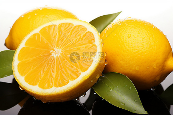 新鲜多汁的黄色柠檬图片