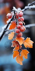 冬季枝头成熟的浆果图片