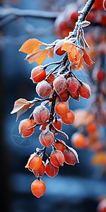 冬季树枝上的黄色浆果图片