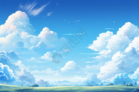 台地景观夏季晴天天空的美丽景观插画