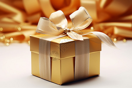 金色蝴蝶结精美包装的礼物盒子背景