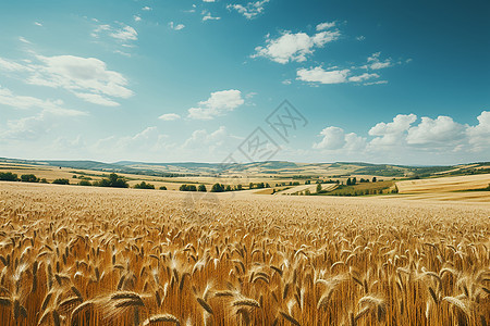 丰收的秋季麦田图片