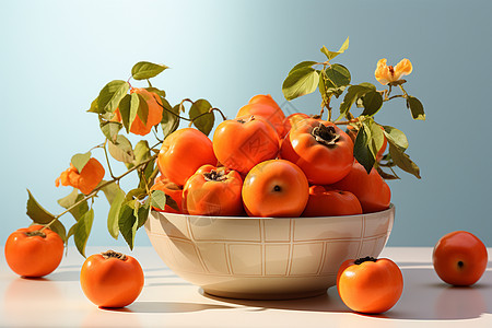 美味多汁的柿子水果图片