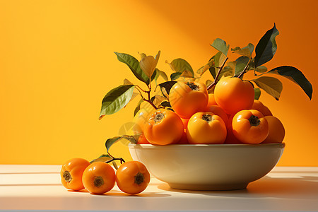 果香满溢的柿子水果背景图片