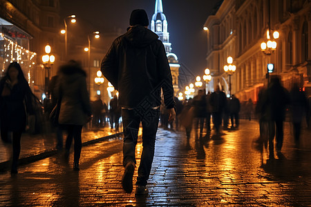 夜晚街上行人图片_夜晚街上行人素材图片大全_摄图网