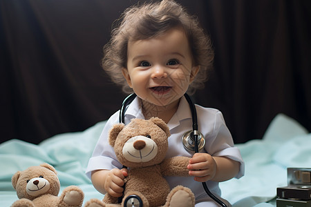 身穿医生制服的小婴儿图片