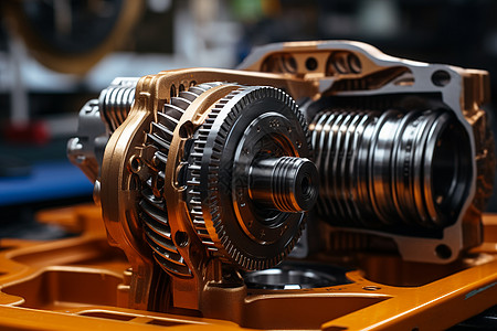 机械装配的金属齿轮背景图片
