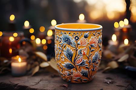 温馨花卉陶瓷杯背景图片