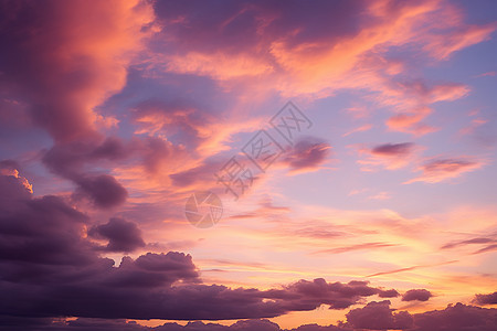 夕阳余晖下的天空背景图片