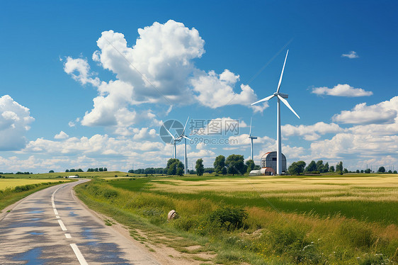 自然环境中的风力发电图片