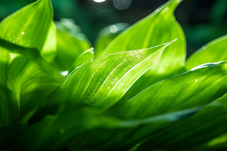 茂盛生长阳光下生长的绿叶背景