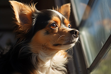 望向窗外的小型宠物犬图片