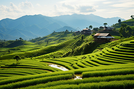 室内装饰植物山水盈盈的自然风景背景