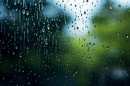 窗户上的雨滴特写镜头图片