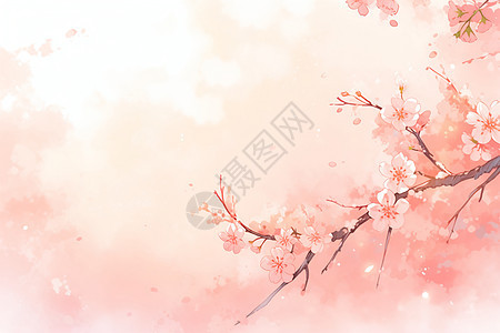 粉色樱花水彩风创意背景背景图片