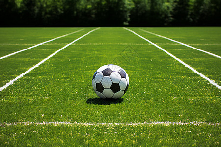 绿野草坪上的足球高清图片