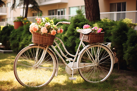 花园中的自行车图片