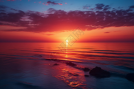 海上日落风景背景图片