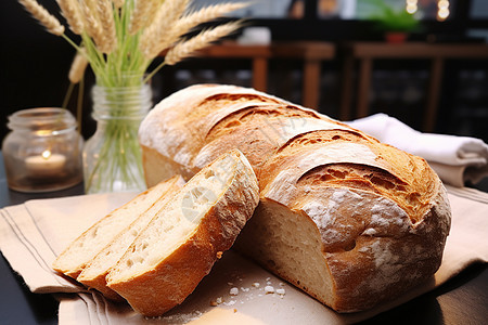 香脆的法式小麦面包背景图片