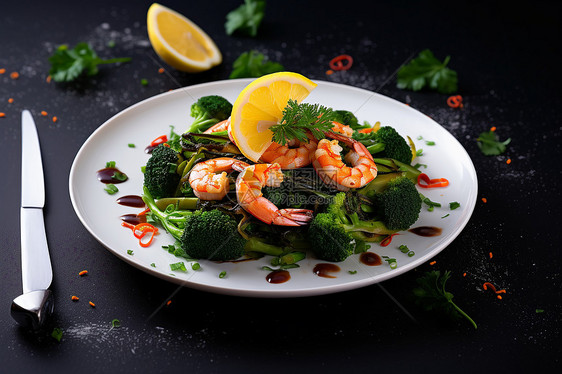 健康饮食的西蓝花虾仁图片