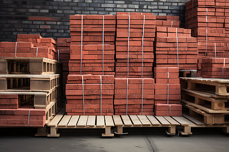 红砖仓库红砖堆在货板上背景