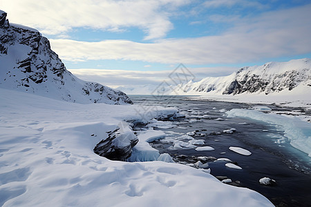神秘自然景色的冬季北冰洋图片