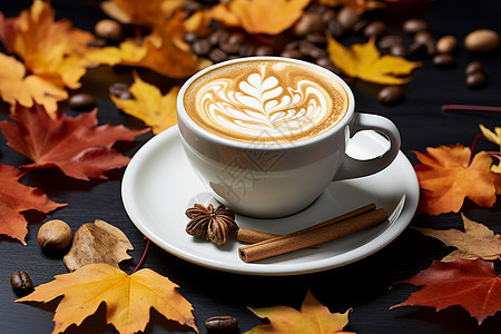 秋日早餐的一杯咖啡图片