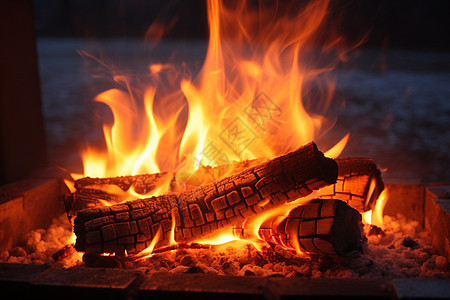 燃烧冬日的炉火熊熊图片