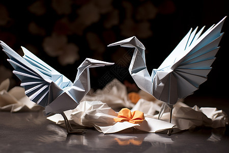 精致艺术的折叠纸鹤图片