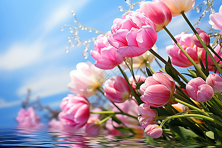 美丽的粉色花海景观图片