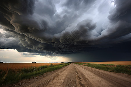 风云变幻暴风雨中的乡村小路背景