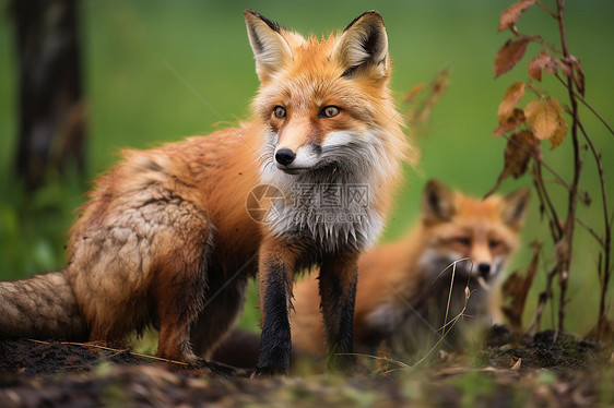 狐狸在野外活动图片