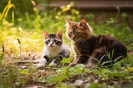 户外草地上的猫咪图片