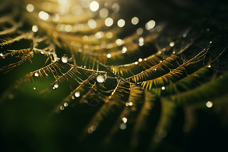 清晨的雨露洒在叶子上图片