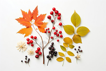 秋叶和浆果的拼贴图片
