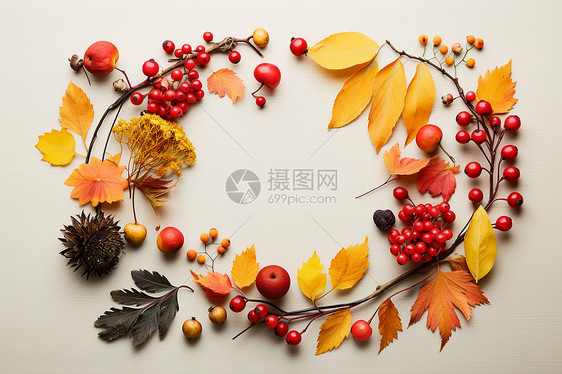 叶子浆果制成的花环图片