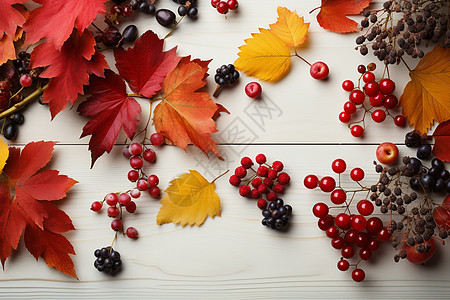 秋叶和丰收浆果图片