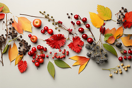 秋叶和浆果图片