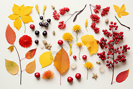 各种秋叶和浆果图片