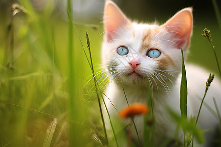 白色小猫与蓝眼图片