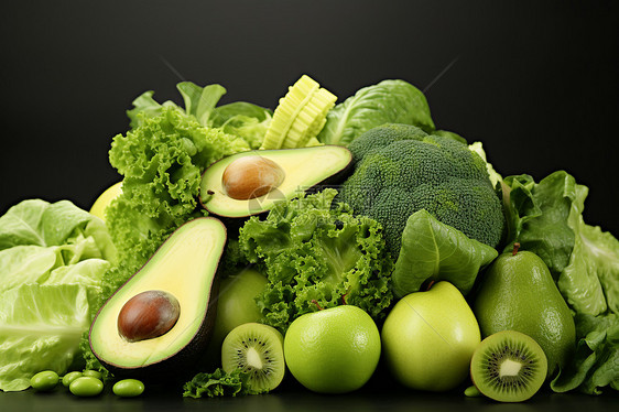 绿色水果和蔬菜图片