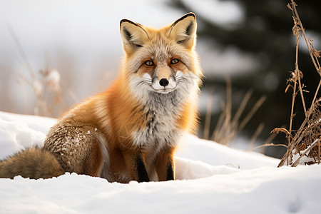冬季一只狐狸图片