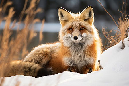 狐狸在雪地中图片