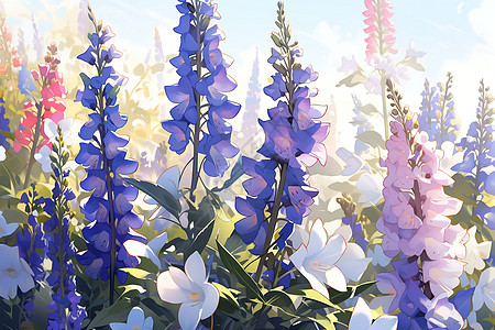 紫色花卉插画图片