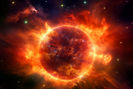 宇宙中炙热燃烧的星球高清图片