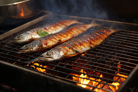 美味的炭烤秋刀鱼图片